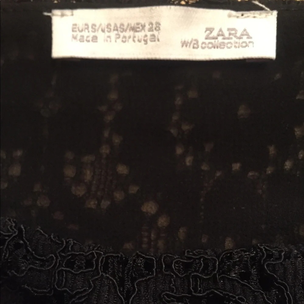 ZARA TOP CROPPED BLACK LACE OFF SHOULDER SMALL